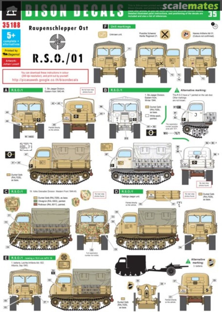 Boxart R.S.O./01 Raupenschlepper Ost 35188 Bison Decals