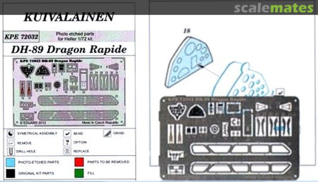 Boxart De Havilland DH.89 Dragon Rapide Photo Etch KPE 72032 Kuivalainen