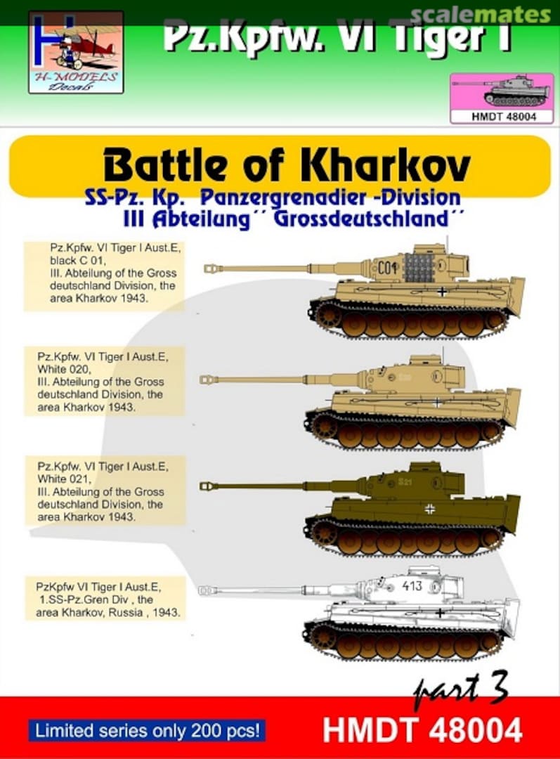 Boxart Pz.Kpfw. VI Tiger I Battle of Kharkov pt. 3 HMT48004 H-Models Decals