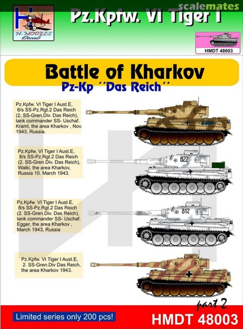 Boxart Pz.Kpfw. VI Tiger I Battle of Kharkov pt. 2 HMT48003 H-Models Decals