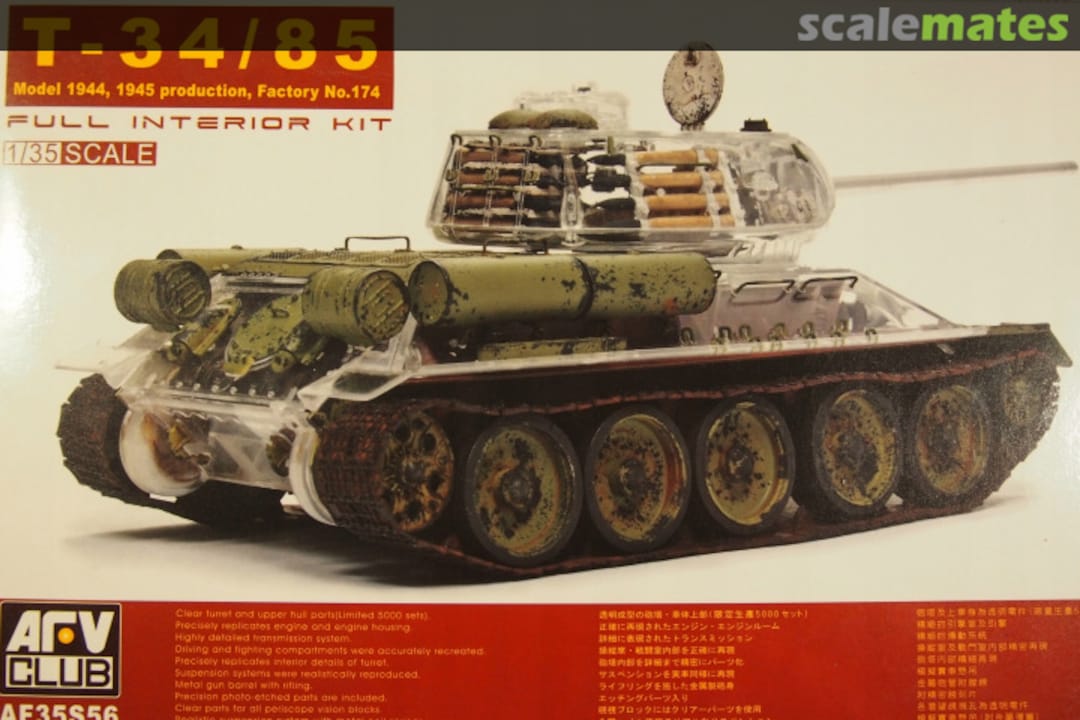 Boxart T-34/85 Model 1944 w/ Full Interior AF35S56 AFV Club