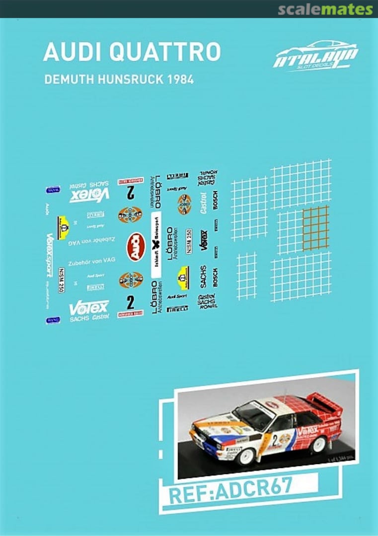 Boxart Audi Quattro A1 [N-SM 250] "votex" ADCR67 Atalaya Slot Decals