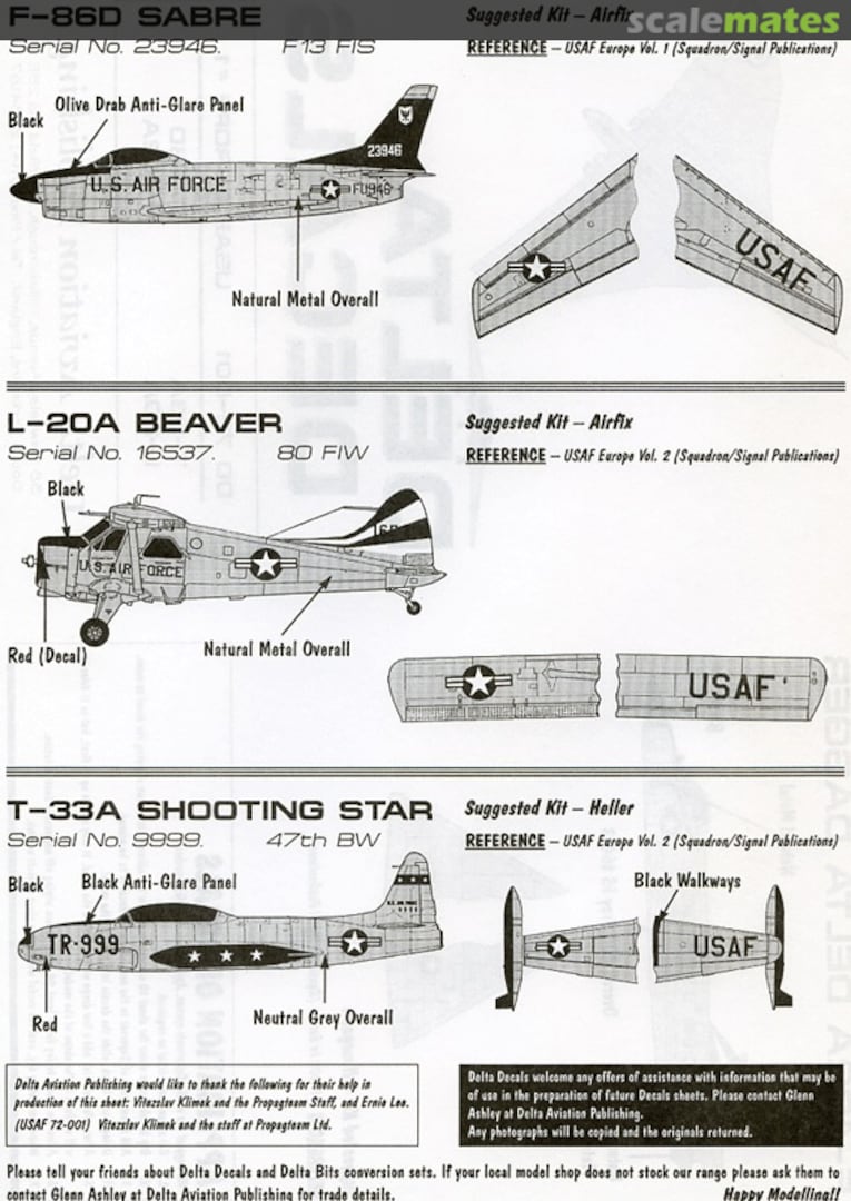 Contents USAF Europe #1 DD 72-001 Delta Decals