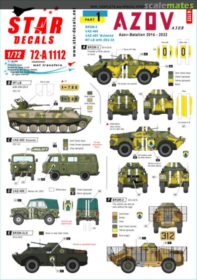 Boxart War, Conflicts and Special Operations in Ukraine Part 1 72-A1112 Star Decals