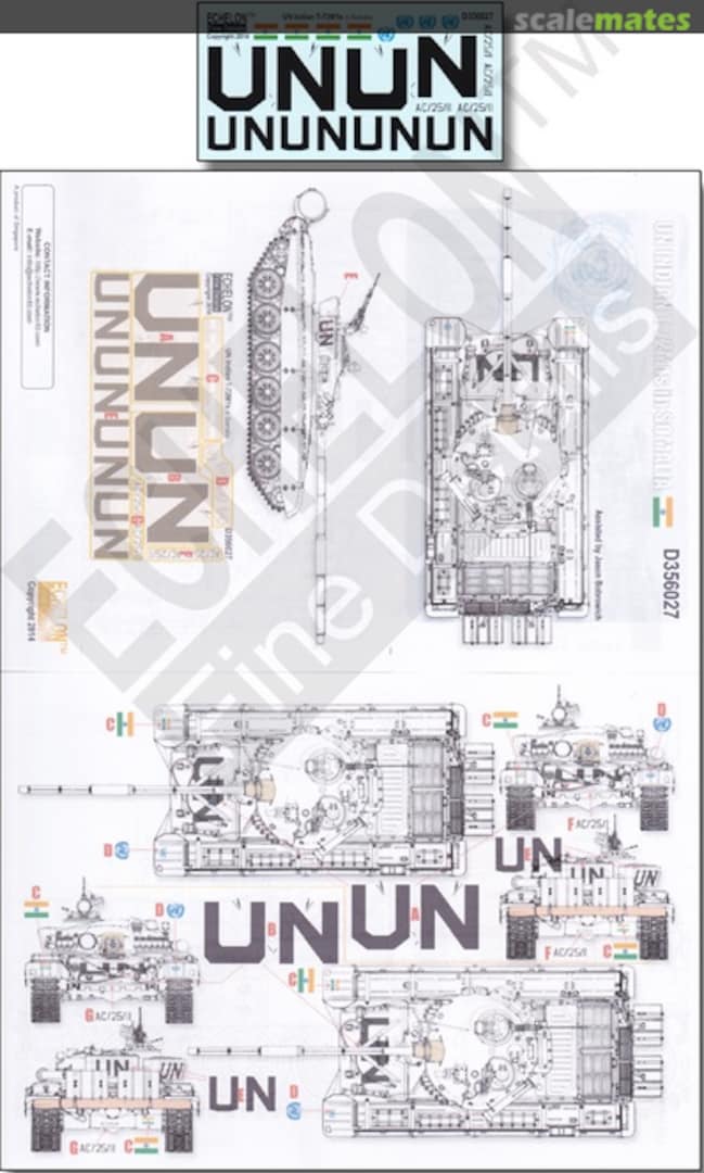 Boxart UN Indian T-72M1s in Somalia D356027 Echelon Fine Details