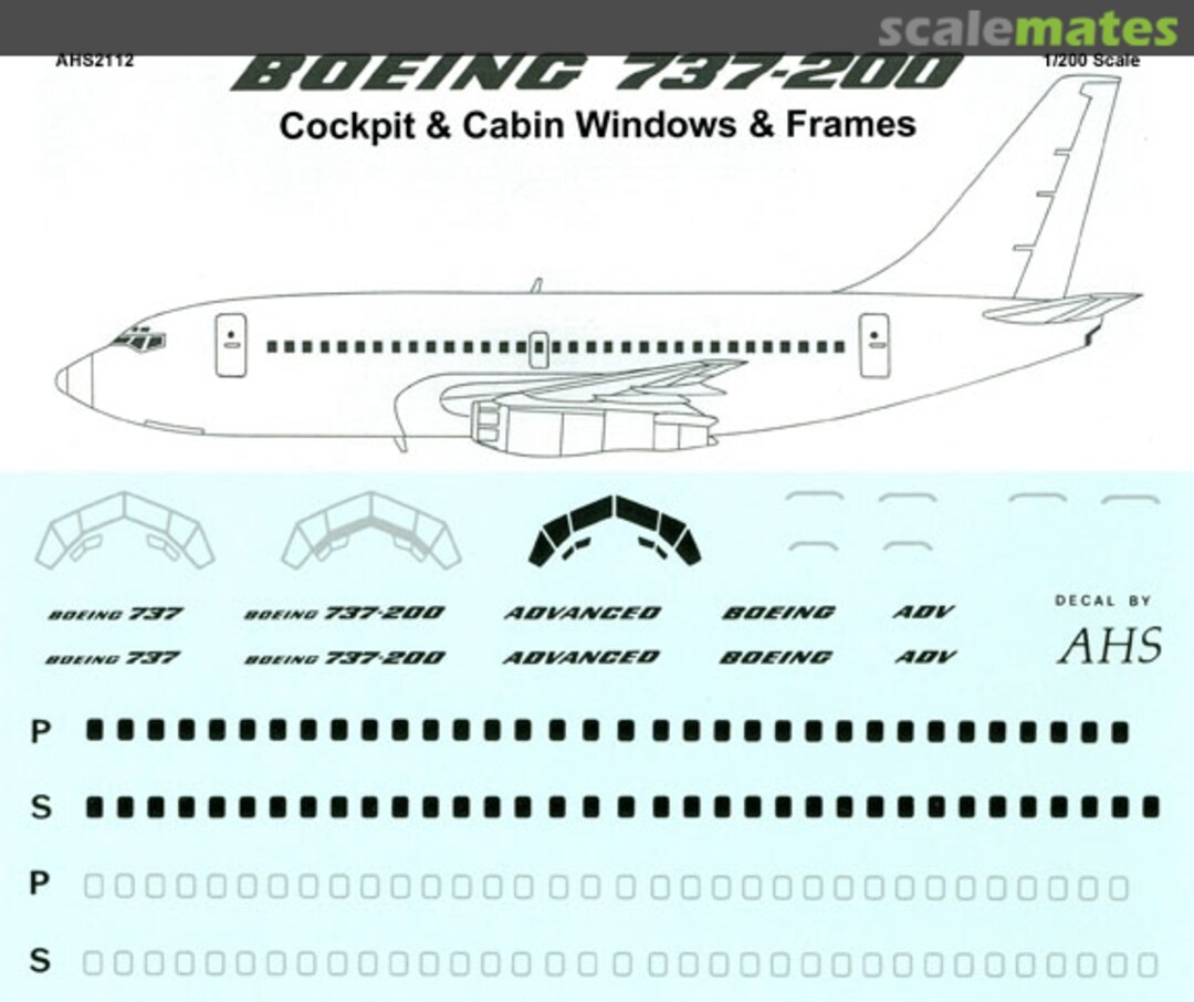 Boxart Boeing 737-200 AHS2112 Airline Hobby Supplies