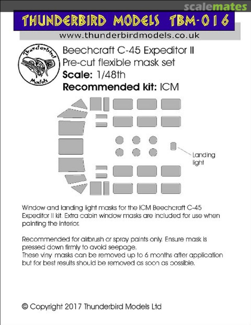 Boxart Beech 18 (Beech C-45F/UC-45F Expeditor II Bee TBM-016 Thunderbird Models