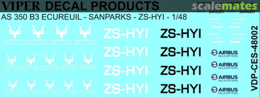 Boxart SANparks AS350 B3 Ecureuil (ZS-HYI) CES48002 Viper Decal Products