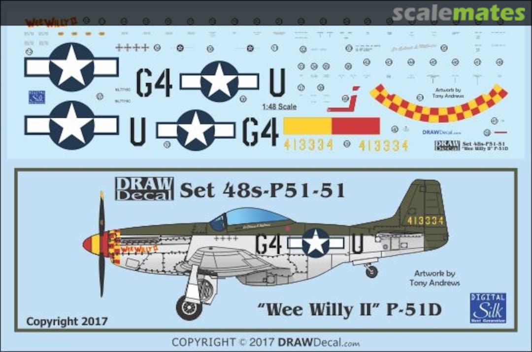 Boxart P-51D "Wee Willy II" 48-P51-51 Draw Decal