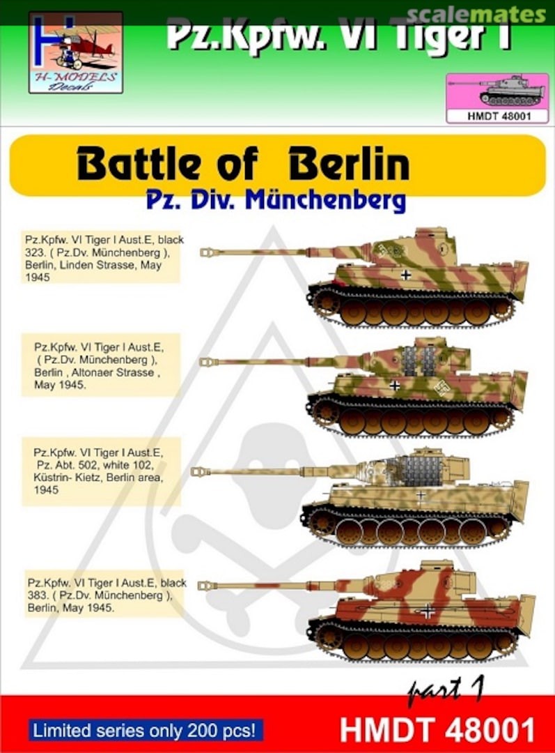 Boxart Pz.Kpfw. VI Tiger I Battle of Berlin pt. 1 HMT48001 H-Models Decals