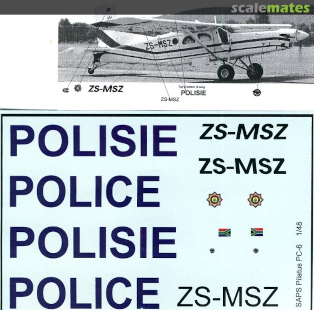 Boxart SAPS Pilatus PC-6 MAV-480230 MAV Decals