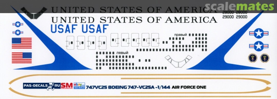 Boxart Boeing 747-VC-25A Air Force One 747VC25 Pas Decals