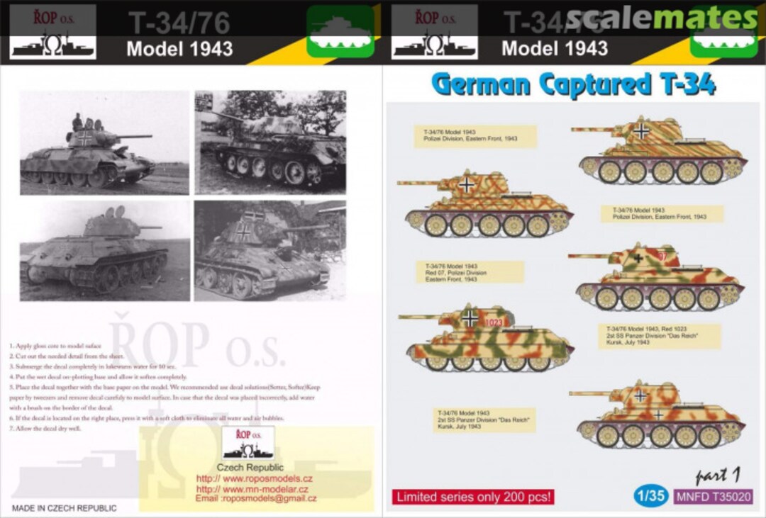 Boxart T-34/76 MODEL 1943 - GERMAN CAPTURED T-34 MNFDT35020 ROP o.s.