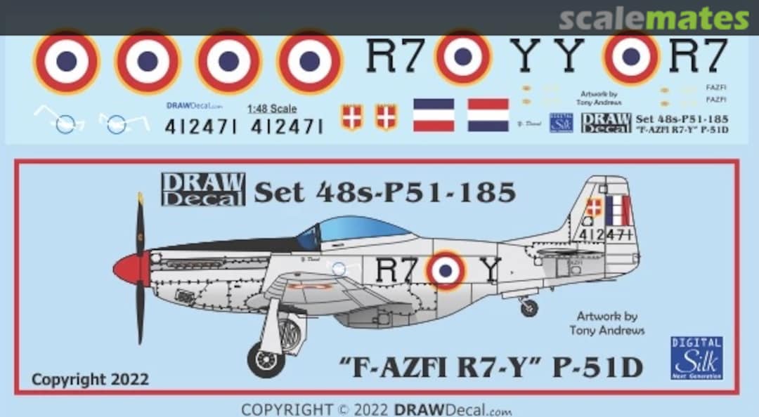 Boxart “F-AZFI R7-Y” P-51D 48-P51-185 Draw Decal