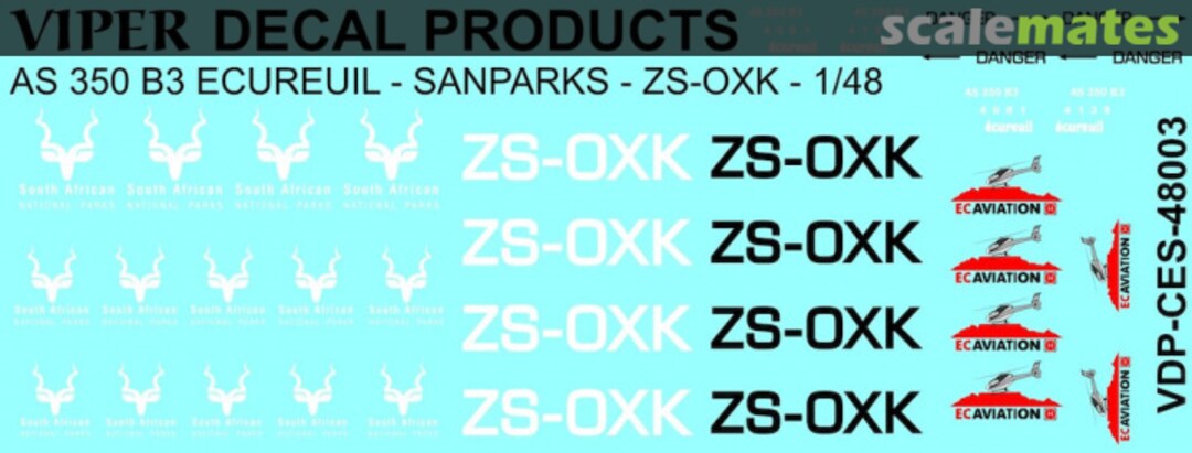 Boxart SANparks AS350 B3 Ecureuil (ZS-OXK) CES48003 Viper Decal Products