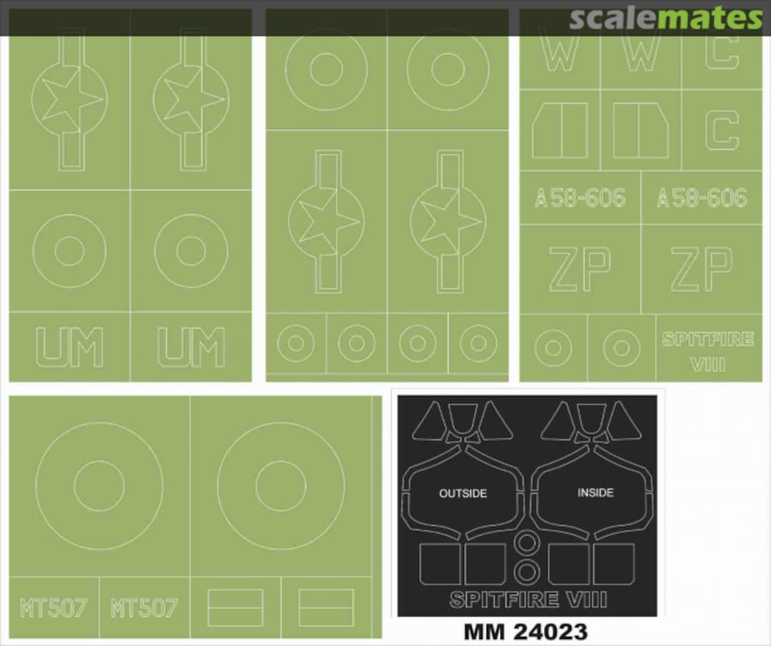 Boxart Supermarine Spitfire Mk.VIII - maxi paint mask set MM24023 Montex