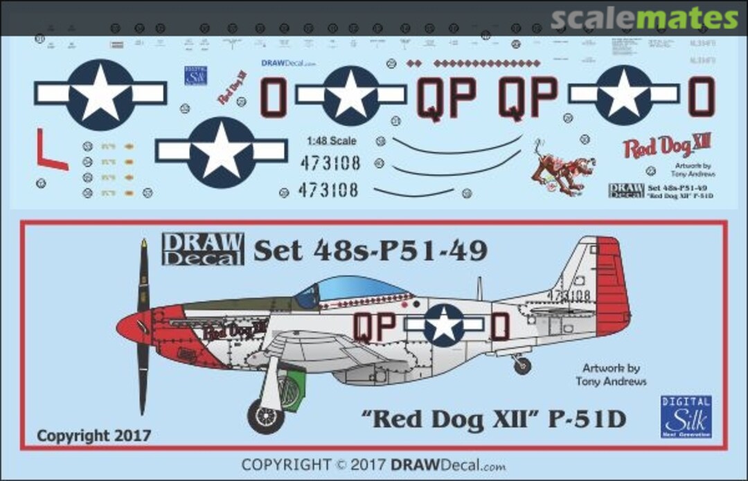 Boxart P-51D "Red Dog XII" 48-P51-49 Draw Decal