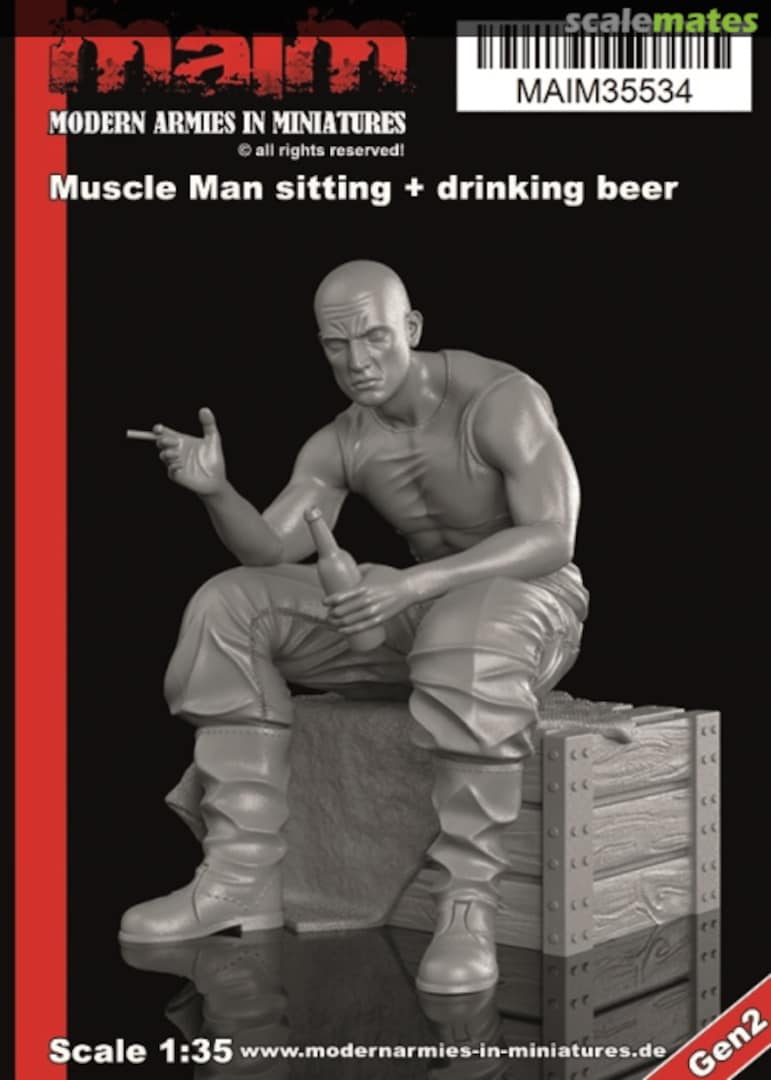 Boxart Muscle Man sitting + drinking beer MAIM35534 MAiM