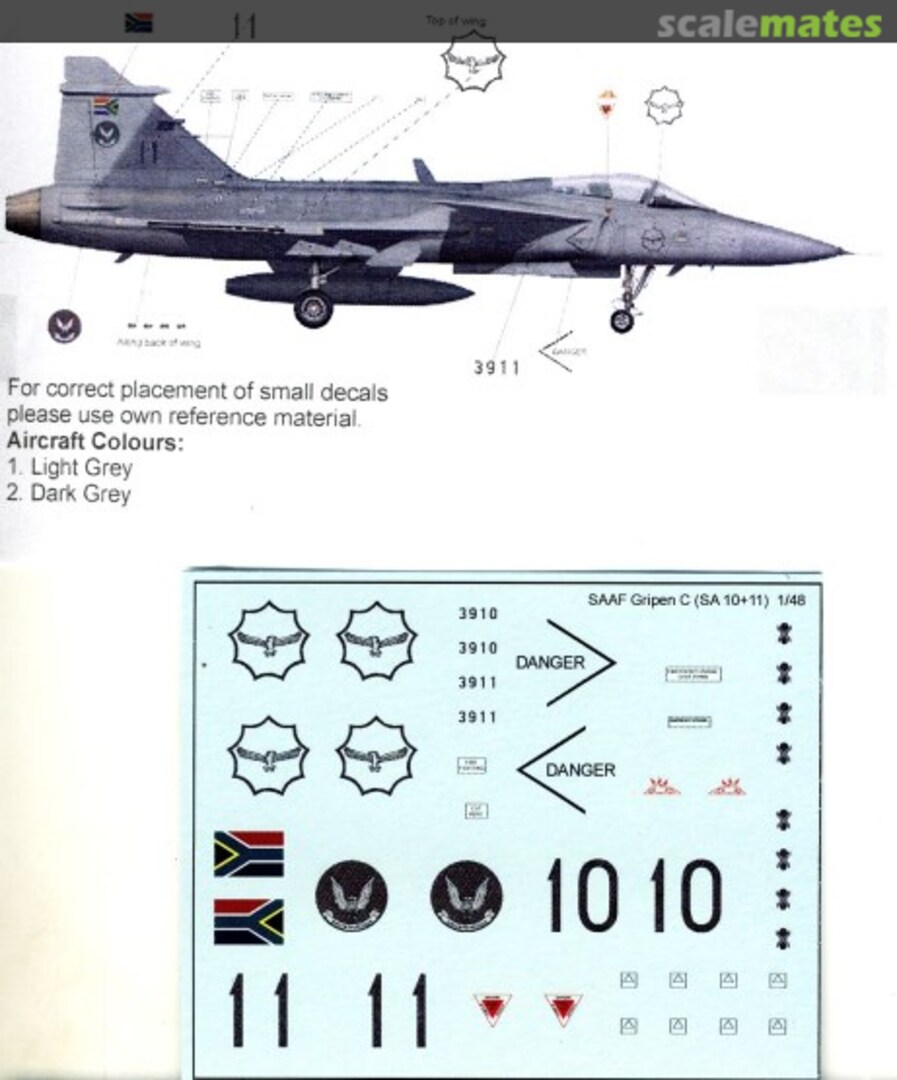 Boxart SAAF Gripen C MAV-480215 MAV Decals