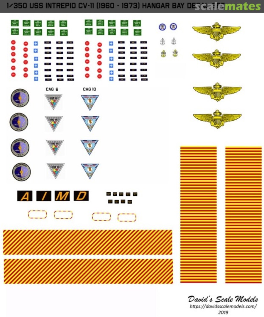 Boxart USS Intrepid CV-11 (1960-1973) Hangar Bay Decal Set CV-11-HB-350 David's Scale Models