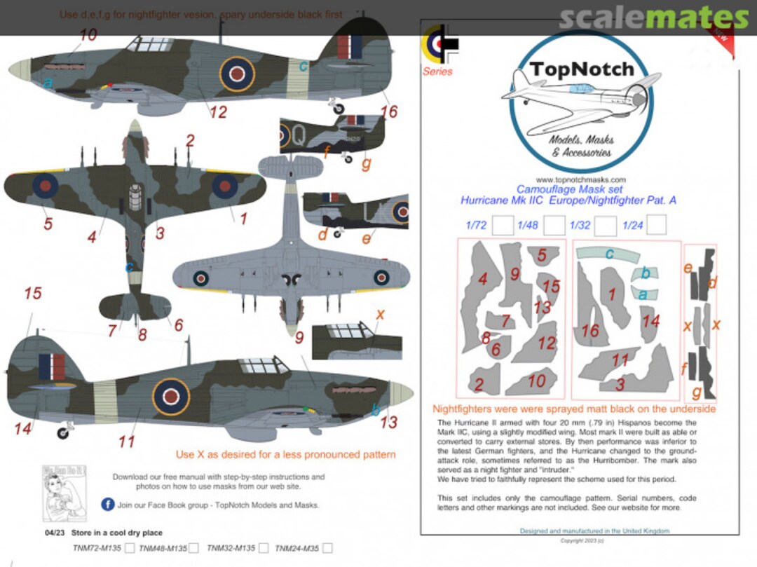 Boxart Hawker Hurricane Mk.IIC/Nightfighter Europe Pattern A TNM48-M135 TopNotch