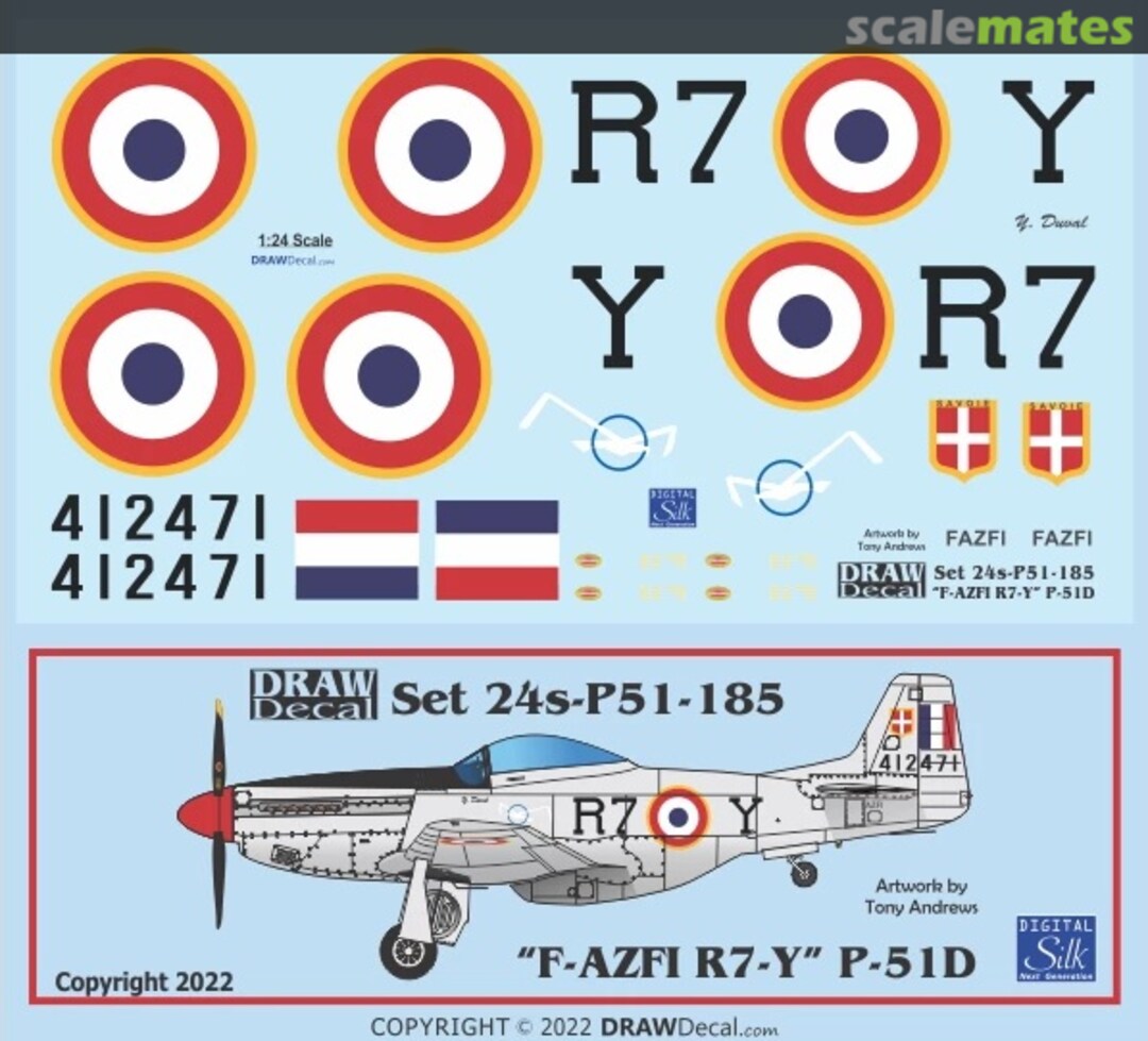 Boxart “F-AZFI R7-Y” P-51D 24-P51-185 Draw Decal