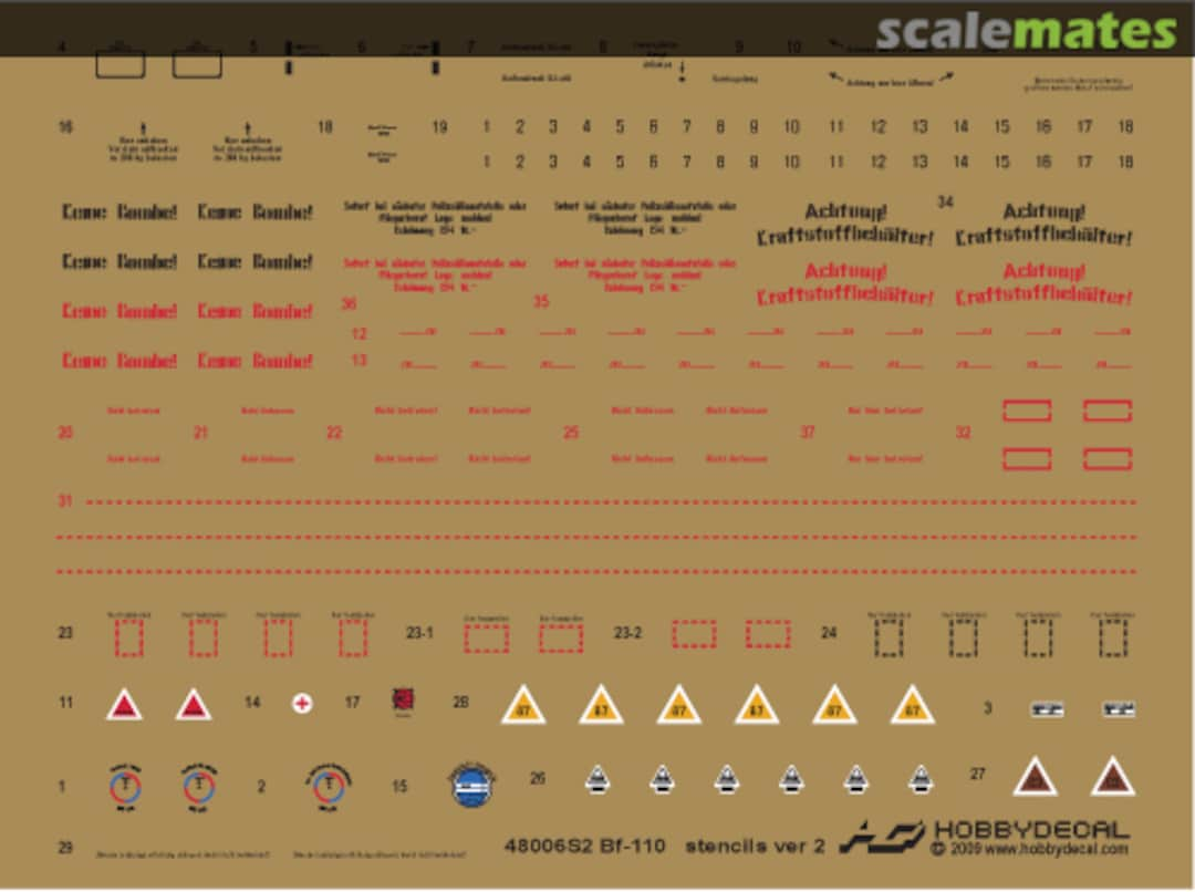 Boxart Bf-110 Stencils Ver 1.0 ST48006V1 HobbyDecal