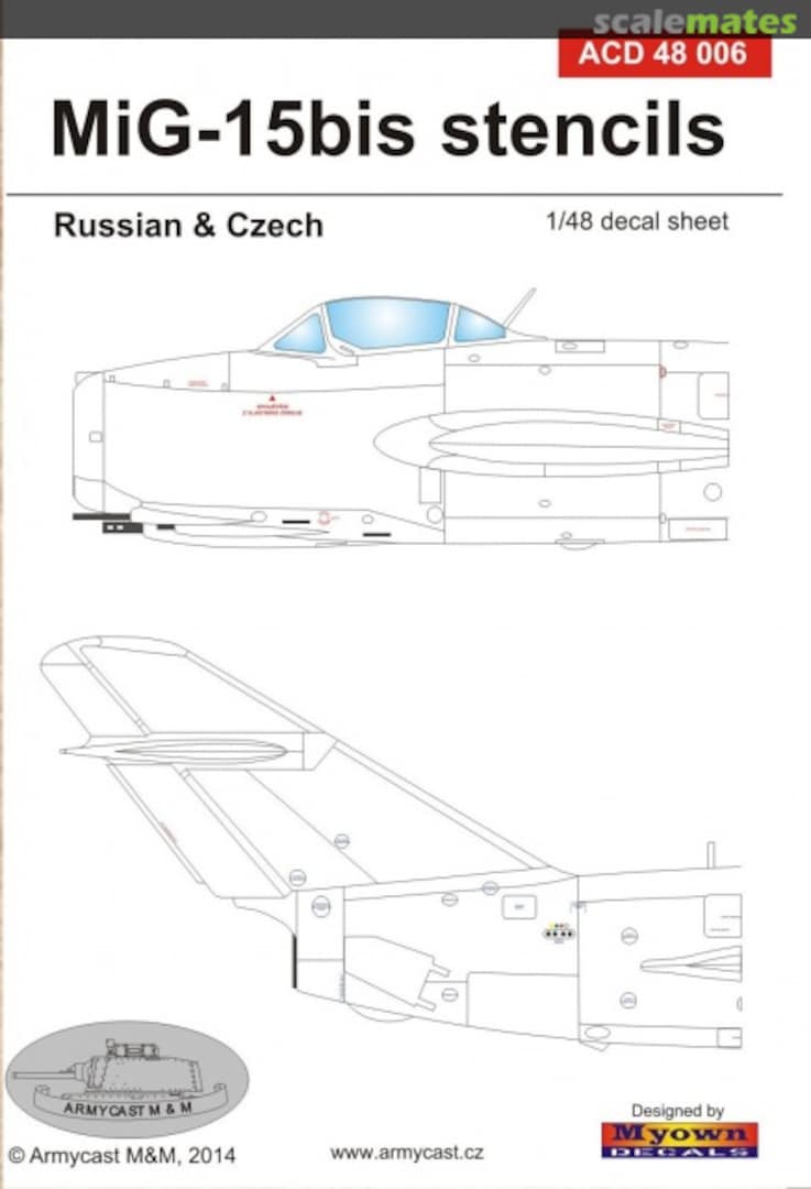 Boxart MiG-15bis stencils ACD 48 006 Armycast M&M