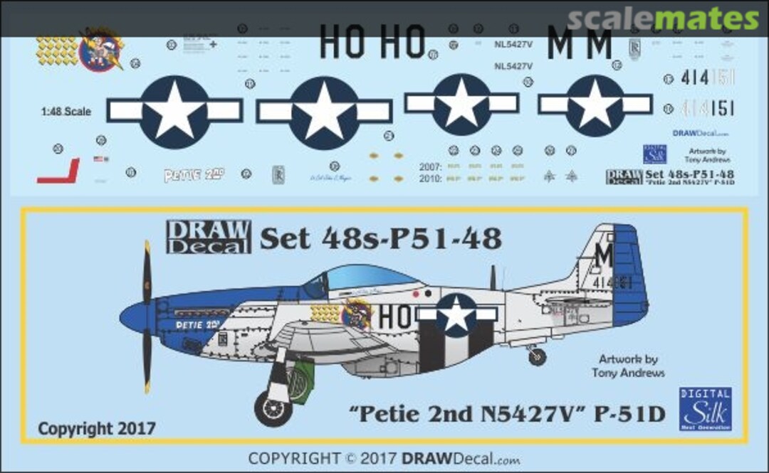 Boxart P-51D "Petie 2nd" N5427V 48-P51-48 Draw Decal