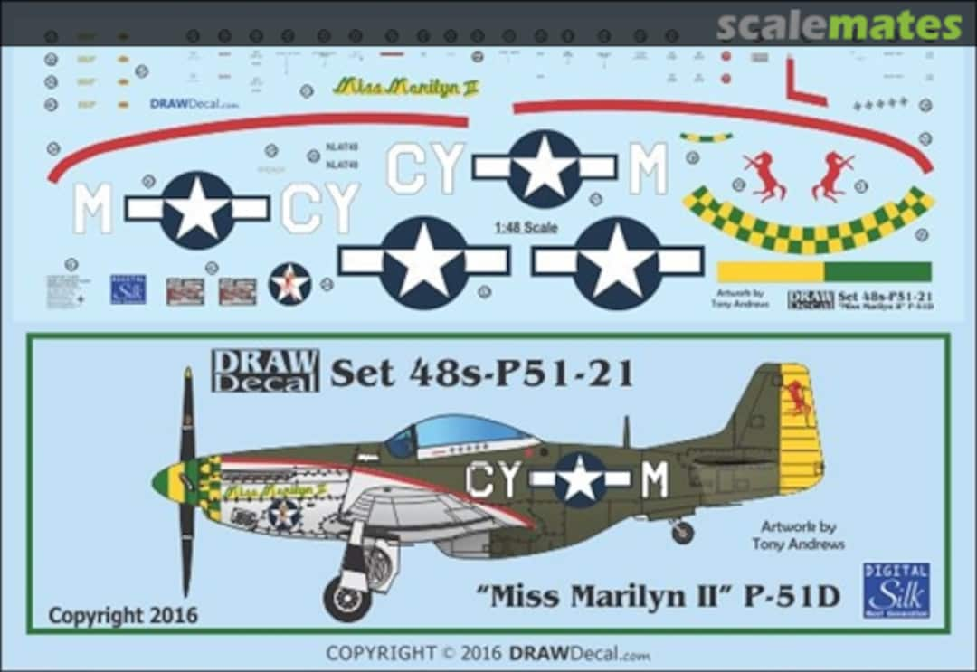 Boxart P-51D "Miss Marilyn II" 48-P51-21 Draw Decal