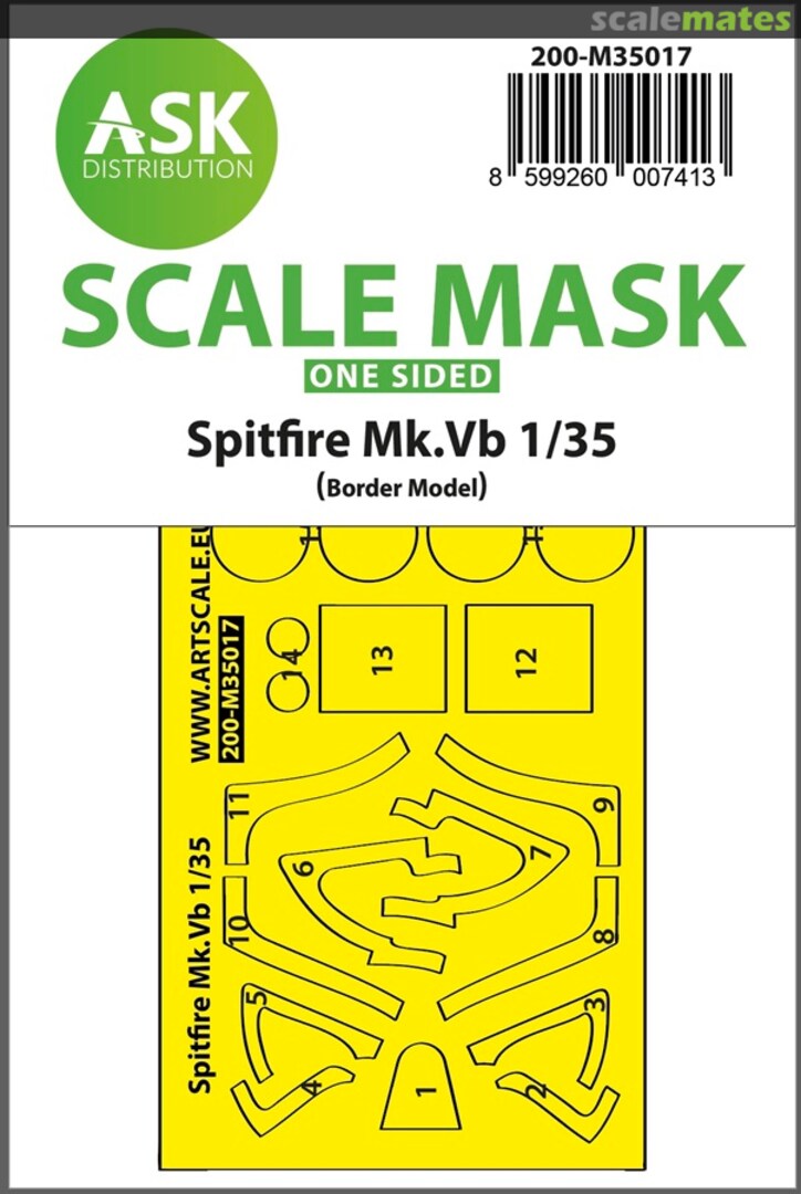 Boxart Spitfire Mk.Vb one-sided express fit painting mask 200-M35017 ASK