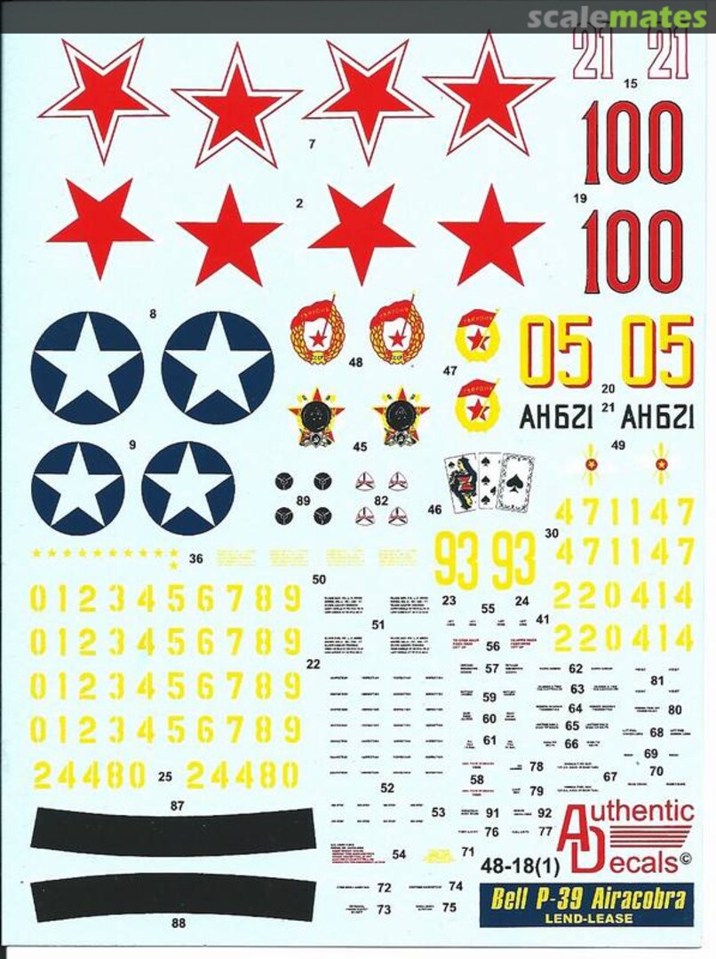 Boxart Bell P-39 Airacobra 48-18 Authentic Decals