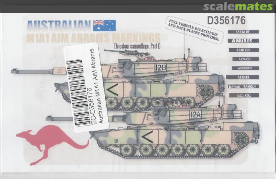 Boxart Australian M1A1 AIM Abrams Markings D356176 Echelon Fine Details