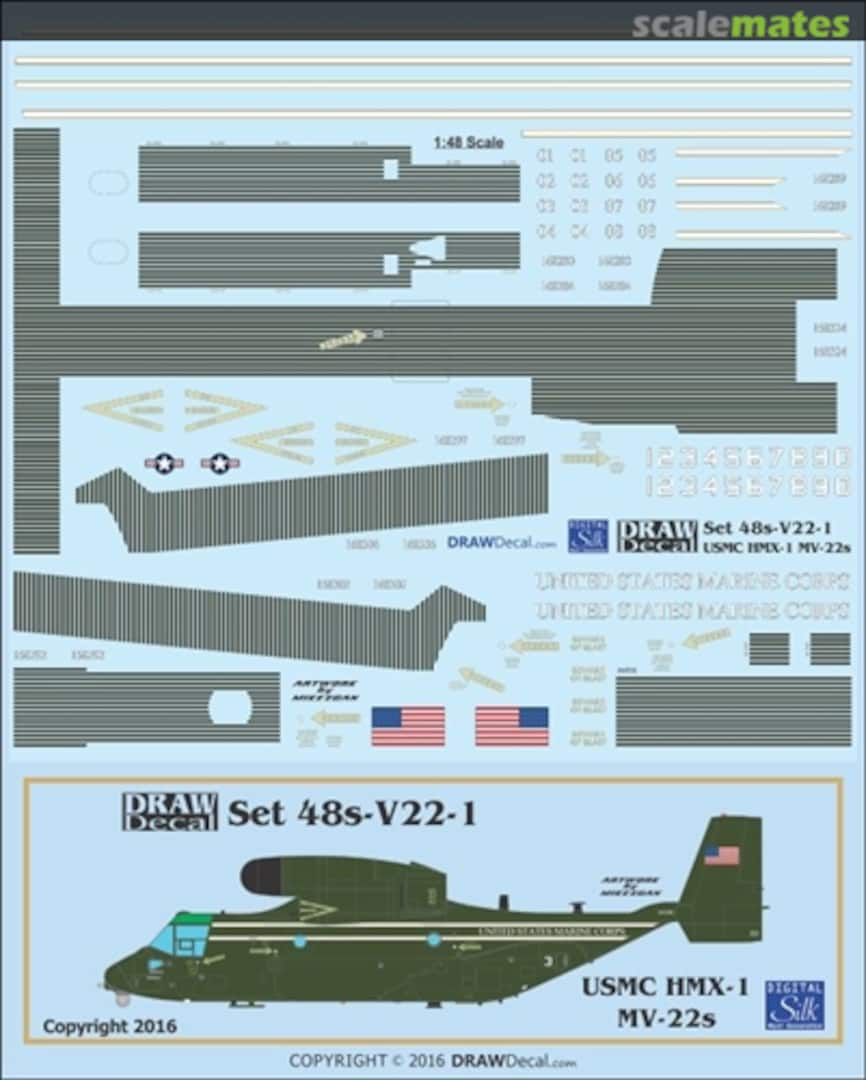 Boxart USMC HMX-1 Presidential MV-22s 48-V22-1 Draw Decal