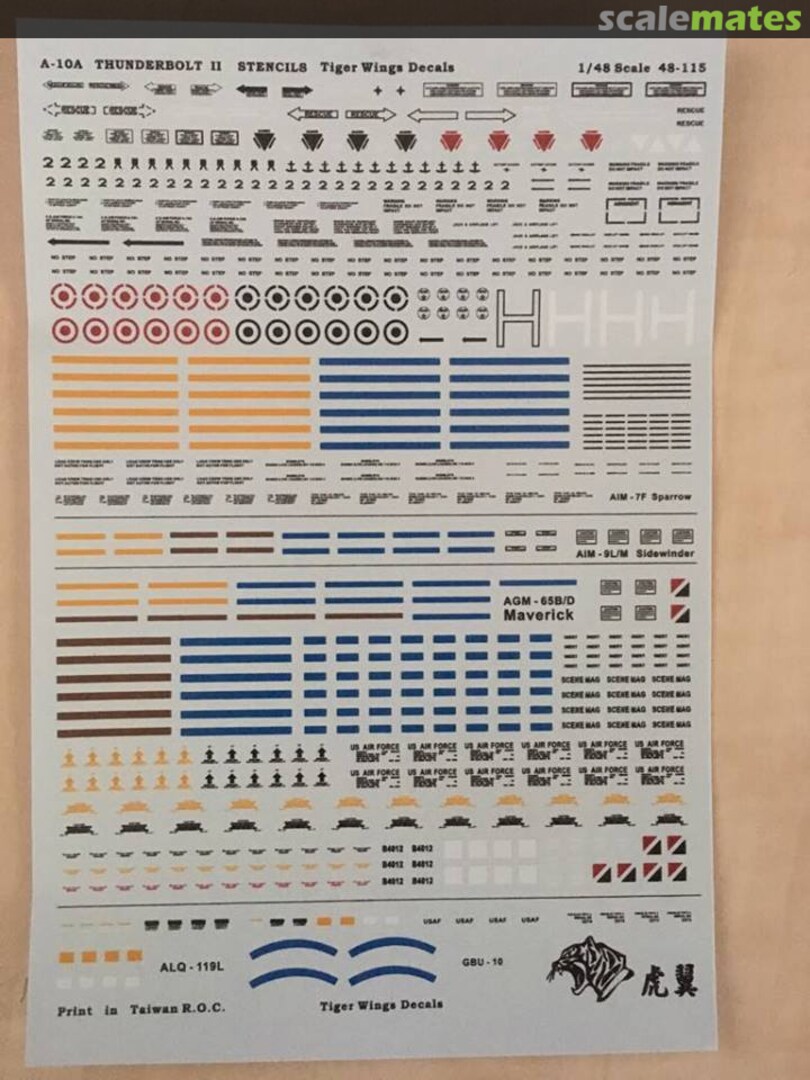 Boxart A-10A Thunderbolt II stencils 48-115 Tiger Wings