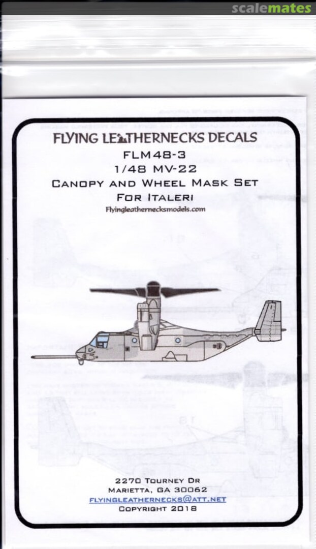 Boxart MV-22 Canopy and Wheel Masks set FLM48-3 Flying Leathernecks