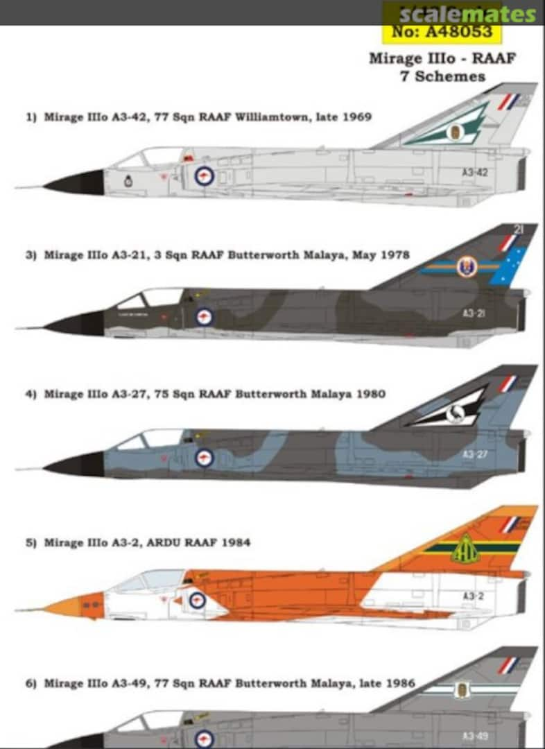 Boxart Dassault Mirage IIIO - RAAF 7 Schemes 48053 Aussie Decals