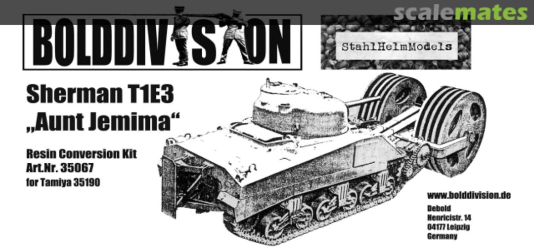 Boxart Sherman T1E3 "Aunt Jemima" conversion set 35067 Bolddivision