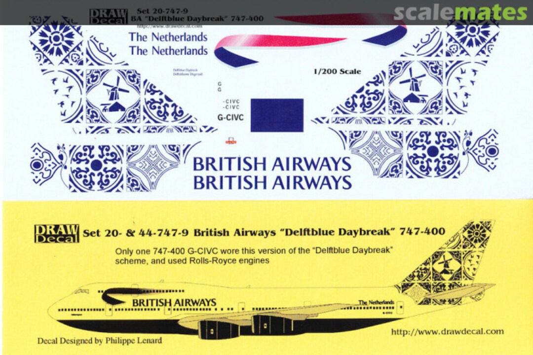 Boxart British Airways “Delftblue Daybreak” 747-400 20-747-9 Draw Decal