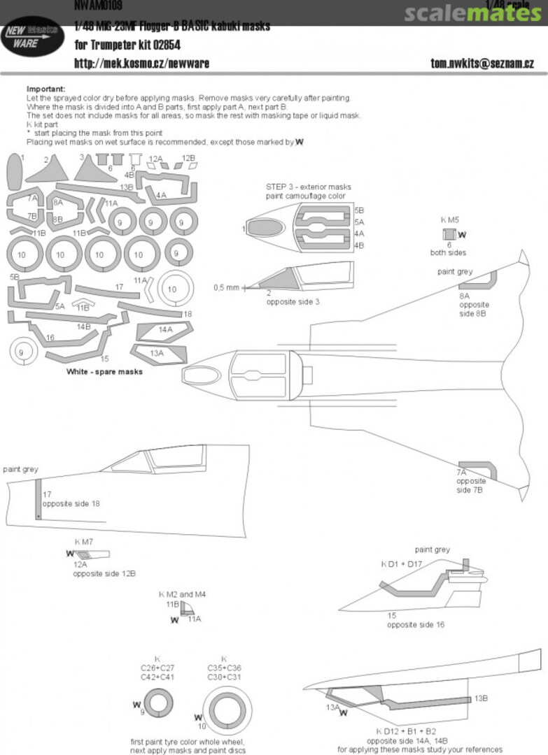 Boxart MiG-23MF Flogger B BASIC kabuki masks NWAM0109 New Ware