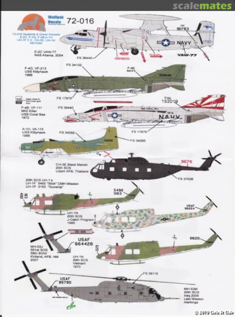 Boxart Seabirds & Green Hornets 72-016 Wolfpak Decals