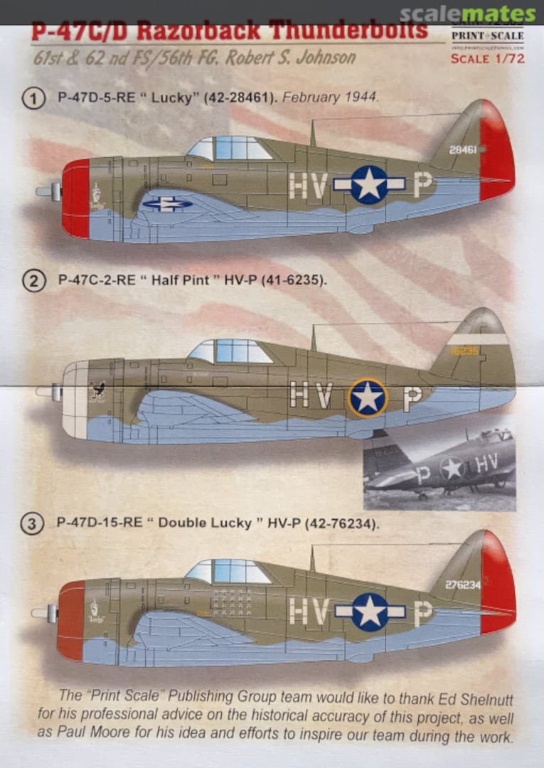 Boxart P-47C/D Razorback Thunderbolts 72-505 Print Scale