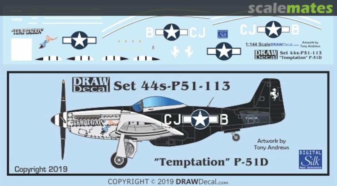 Boxart “Temptation” P-51D 44-P51-113 Draw Decal