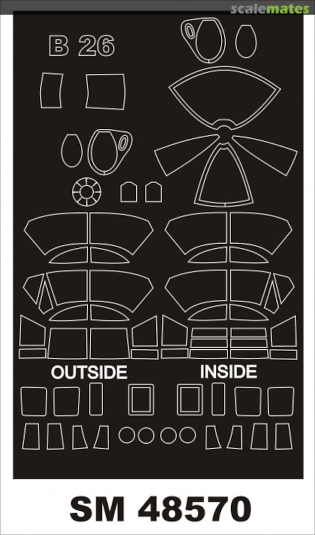 Boxart Martin B-26B Marauder - mini paint mask set SM48570 Montex