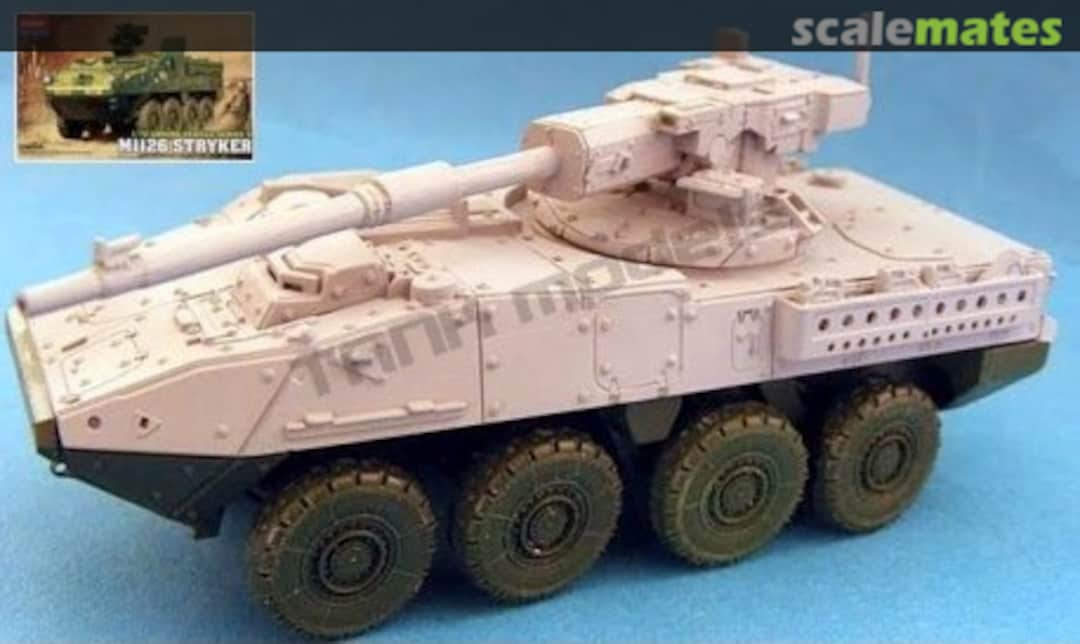 Boxart M1128 Stryker MGS MT72148 Modell Trans Modellbau