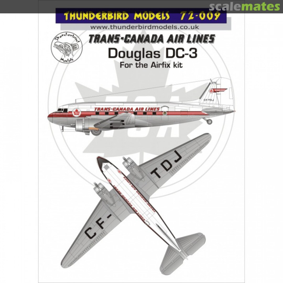 Boxart TCA/Trans-Canada Airlines Douglas DC-3 72-009 Thunderbird Models