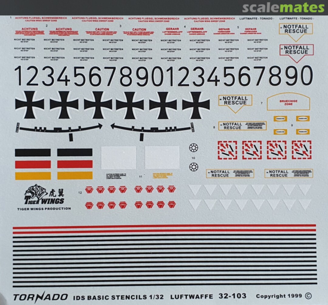 Boxart Tornado IDS basis stencils 1/32 Luftwaffe 32-103 Tiger Wings