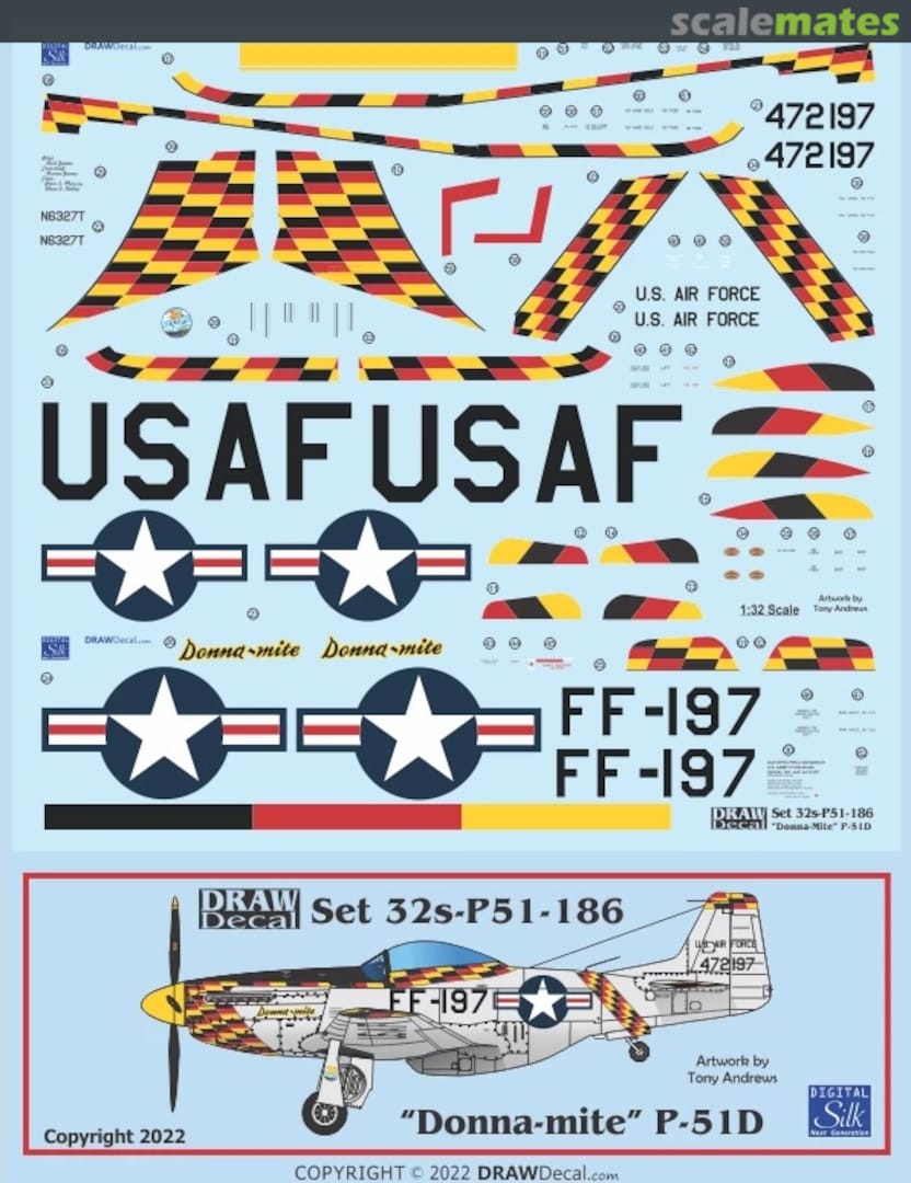 Boxart “Donna-mite” P-51D 32-P51-186 Draw Decal