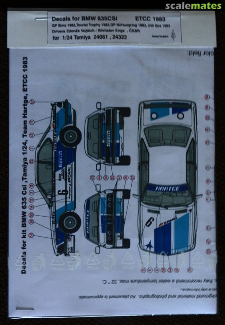 Boxart Decal for BMW 635CSi, team Hartge, ETCC 1983 MW24024 Matwej Workshop