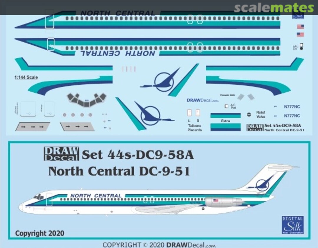 Boxart North Central DC-9-51, Republic Scheme 44-DC9-58A Draw Decal